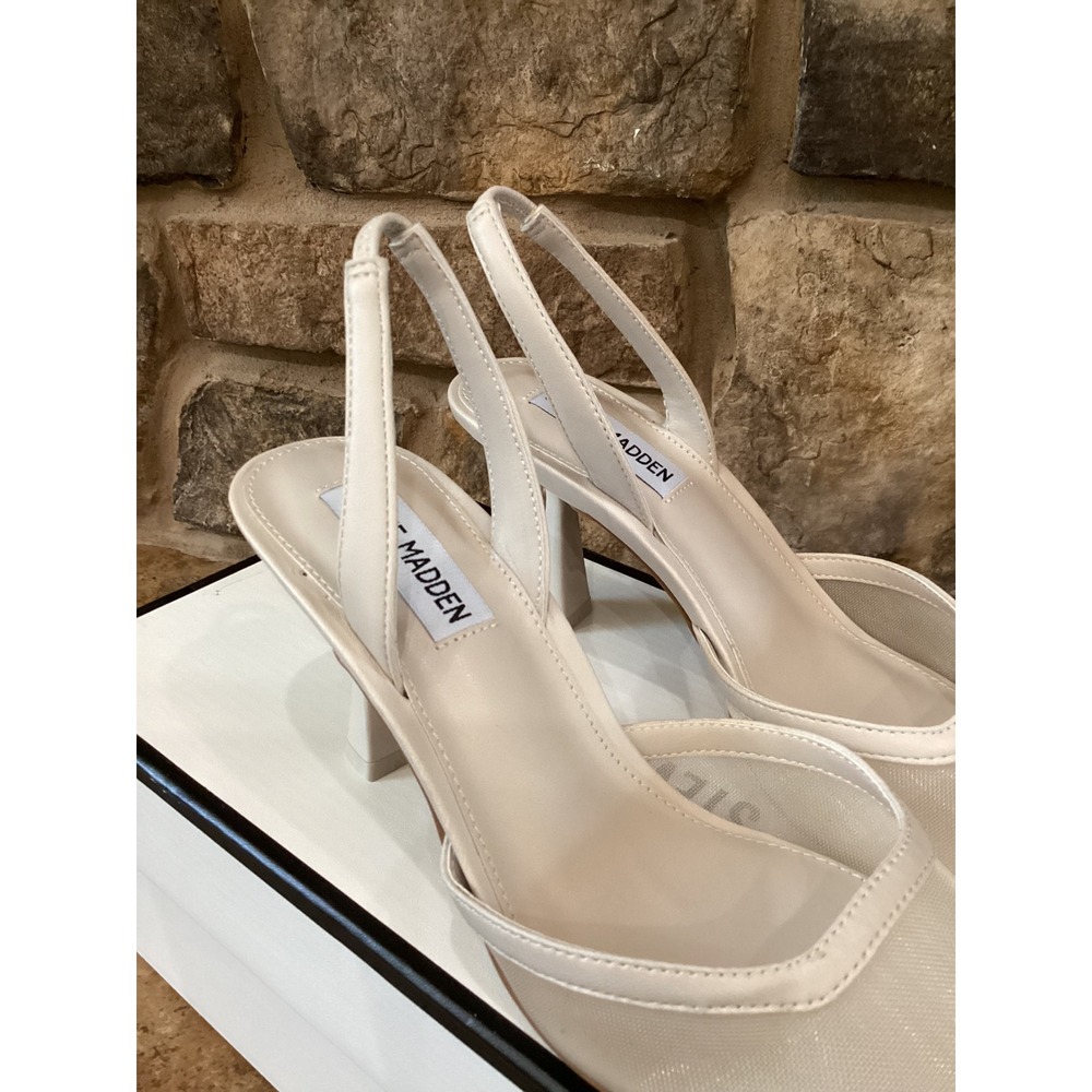 Steve Madden White Pointed Slingback Heels - Picture 6 of 8
